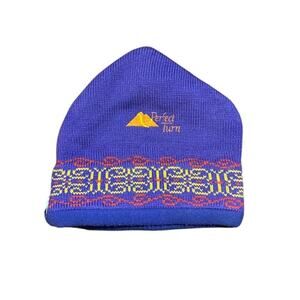 Vintage VTG Turtle Fur ski hat winter beanie Stowe VT purple gold Sugarloaf